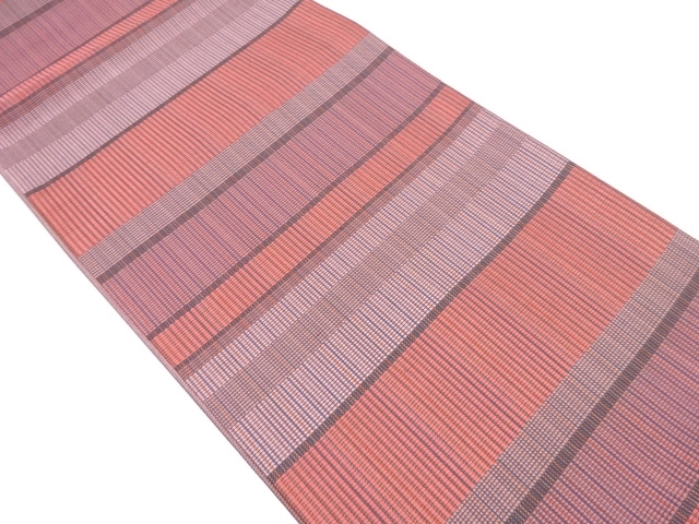 横段に縞模様織り出し袋帯